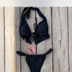 Strawberry Milk Mob Black Bikini Set